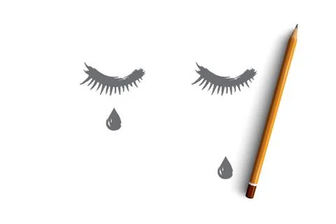 Sadness concept. Hand drawn isolated vector. Stock Illustration
