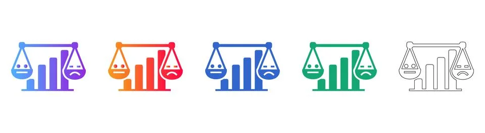 Sadness Scale Comparison Icon Set Stock Illustration