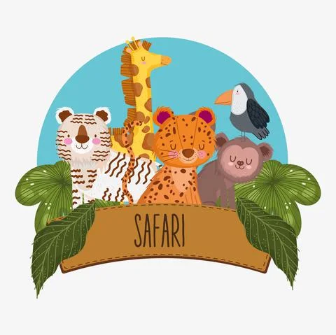 Safari animals banner Stock Illustration