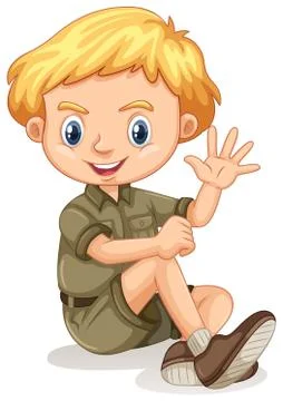A Safari Boy on White Background Stock Illustration