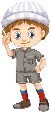 A Safari Boy on White Background Stock Illustration