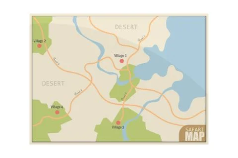 Safari map vector illustration isolated on white background Stock Illustration