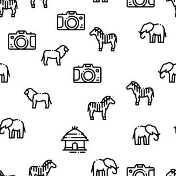 Safari Travel Seamless Pattern Vector Stockillustratie