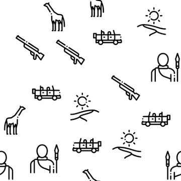 Safari Travel Seamless Pattern Vector Illustrazione stock
