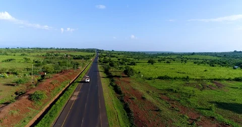 Safari vehicle returning back to camp from Ngorongoro Crater. Arusha, Tanzania. Stock Footage 89529669