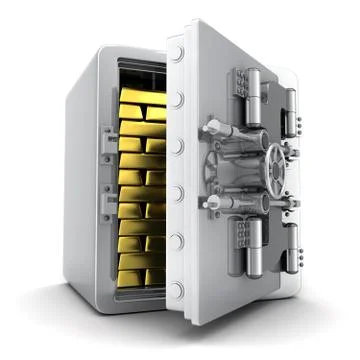 Safe and gold (done in 3d) Ilustración de archivo