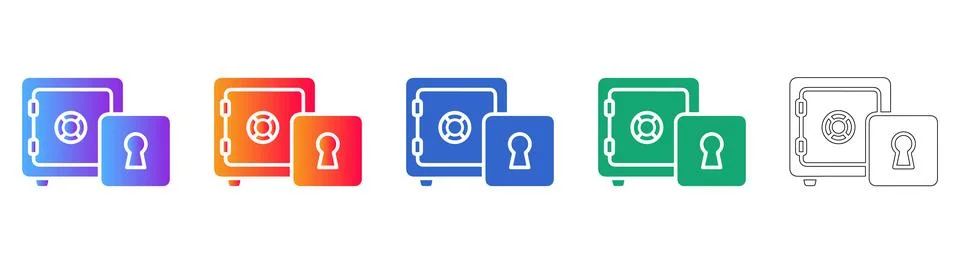 Safe and Lock Icons for Security Applications Stock Illustration