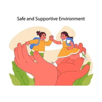 Safe and supportive environment concept. Flat vector illustration 스톡 일러스트