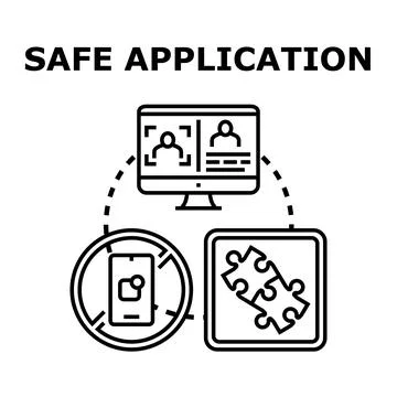 Safe application installing and usage protecting data security Stock Illustration