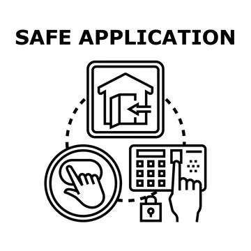 Safe application installing protecting digital data security system Stock Illustration