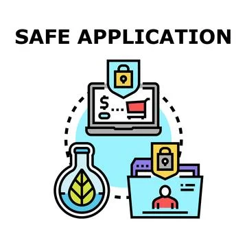 Safe application protecting online data and shopping Stock Illustration