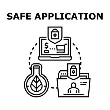Safe application protecting online data and shopping Stock Illustration