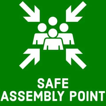 SAFE ASSEMBLY POINT for Emergency Fire gathering in Office Tech Park Stock Illustration