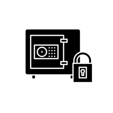 Safe bank black icon, vector sign on isolated background. Safe bank concept Stock Illustration