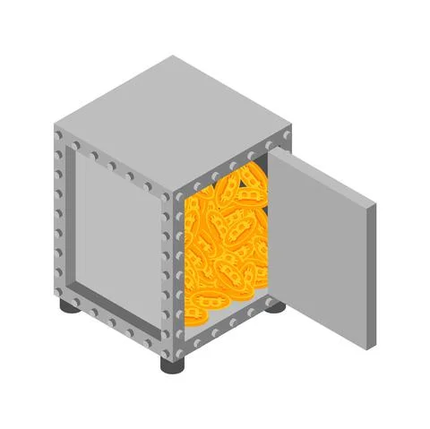 Safe for bitcoin. Cryptocurrency protection. vector illustration Ilustración de archivo