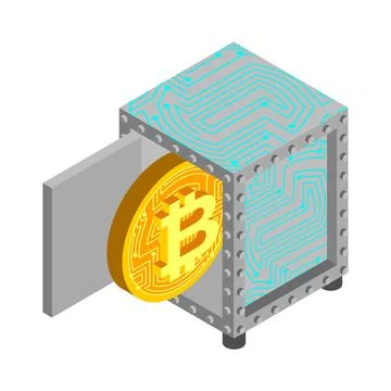 Safe for bitcoin. Cryptocurrency protection. vector illustration Ilustración de archivo