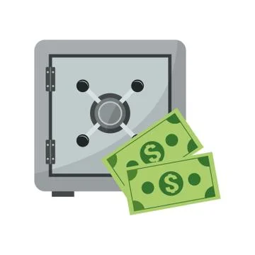 Safe box and dollar bills icon Illustrazione stock