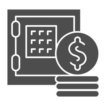 Safe box and money solid icon. Bank safe and cash vector illustration isolated イラスト素材