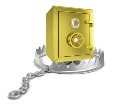 Safe box in bear trap 库存插图