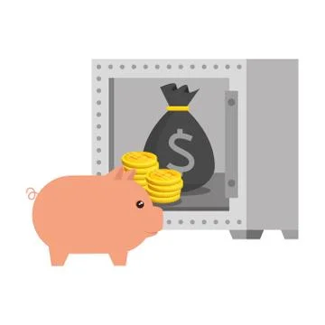 Safe box with bitcoin symbol vector illustrator Stock Illustration