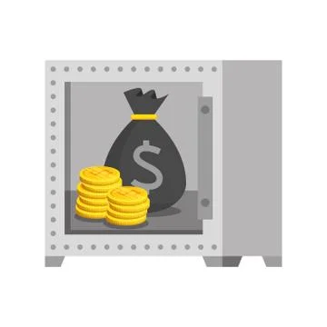 Safe box with bitcoin symbol vector illustrator Stock Illustration