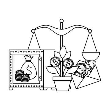 Safe box with bitcoin symbol vector illustrator Stock Illustration