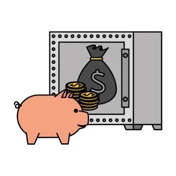 Safe box with bitcoin symbol vector illustrator Stock Illustration