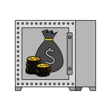 Safe box with bitcoin symbol vector illustrator Stock Illustration