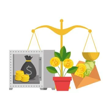 Safe box with bitcoin symbol vector illustrator Stock Illustration