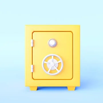 Safe box on blue background. Secure storage concept Stock Illustration