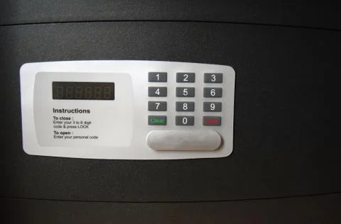 Safe box, code lock on the safe door, closeup Stock Photos