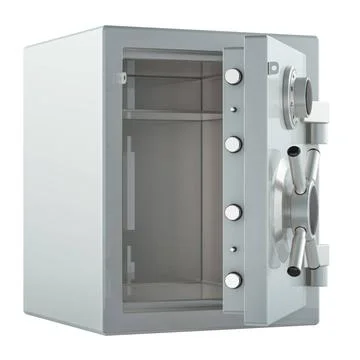 Safe box with combination lock. Opened, empty. 3D rendering Safe box with ... Stock Photos