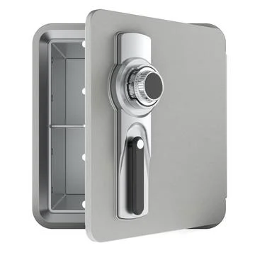 Safe box with combination lock. Opened, empty. 3D rendering Safe box with ... Stock Photos
