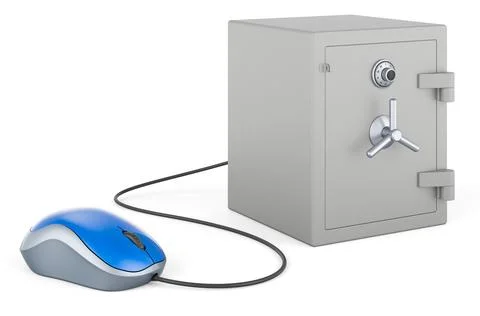 Safe box with computer mouse. 3D rendering Stock Illustration