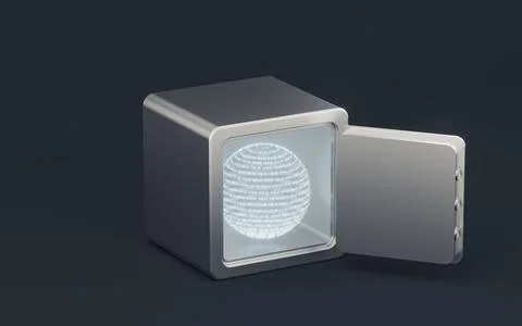 Safe box with dark background, 3d rendering. Stock-Illustration