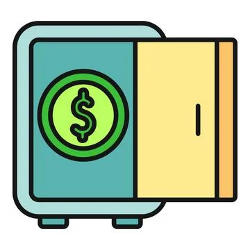 Safe box with dollar coin inside protecting savings Stock Illustration