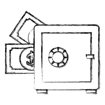 Safe box with dollars bills イラスト素材