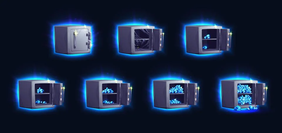Safe box with gem icon, open vault locker game 스톡 일러스트