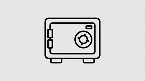 Safe Box Icon Animation 4K Transparent Background Seamless Loop Black Line Stock Footage 324768456