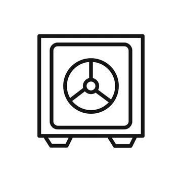 Safe Box Icon linear vector graphics sign Stock Illustration