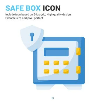 Safe box icon vector with flat color style isolated on white background 库存插图