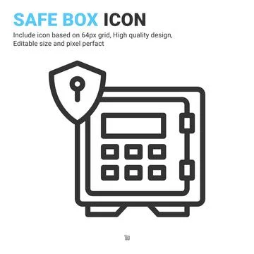 Safe box icon vector with outline style isolated on white background 스톡 일러스트