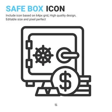 Safe box icon vector with outline style isolated on white background Stock-Illustration