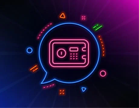 Safe box line icon. Secure deposit sign. Hotel service. Vector Stock Illustration