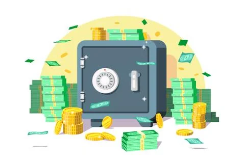 Safe box with money Stock Illustration