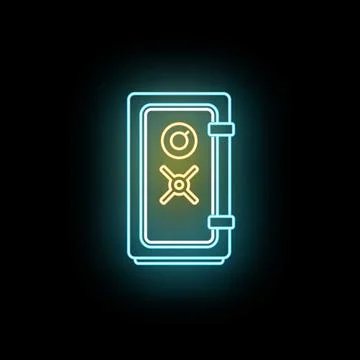 Safe box neon glowing security storage icon Stock Illustration
