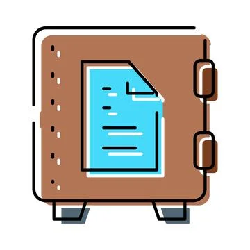 Safe box securing important confidential document data Stock Illustration