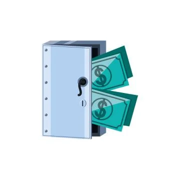 Safe box security with bills dollar Stock Illustration