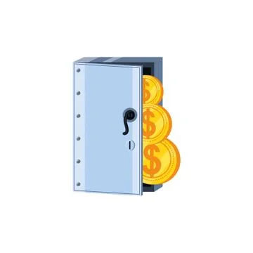 Safe box security with coins 스톡 일러스트