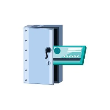 Safe box security with credit card isolated icon 库存插图
